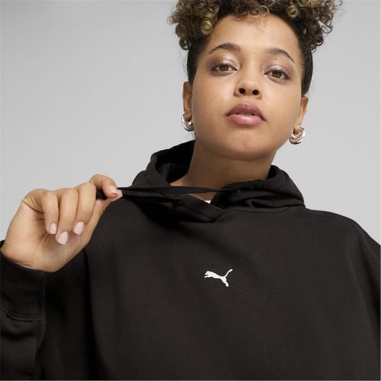 Women's Puma Essentials Oversized Hoodie in Black - Image 6