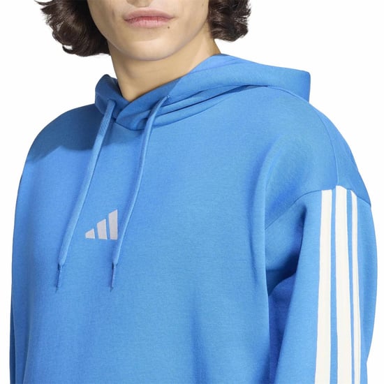 Men's adidas M 3s Fl Hoody in Ray Blue/Off Wh - Image 4