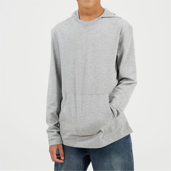 Boys Brave Soul Long Sleeve Hoodie With Set In Sleeve in Light Grey - Image 1