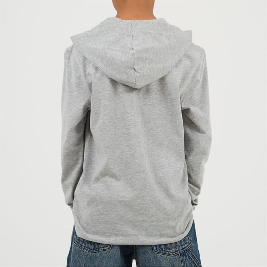 Boys Brave Soul Long Sleeve Hoodie With Set In Sleeve in Light Grey - Image 2