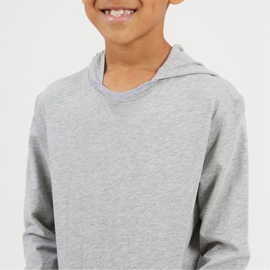Boys Brave Soul Long Sleeve Hoodie With Set In Sleeve in Light Grey - Image 3