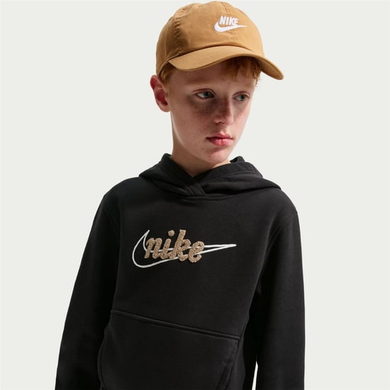Boys Nike K Nsw Clb Flc H in Black/Sail/Para - Image 3