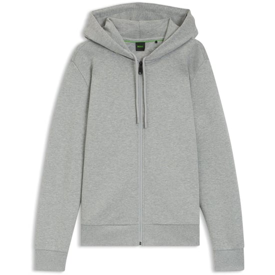 Men's Boss Saggy Full Zip Hoodie with Adjustable Drawstring Hood in Silver - Image 1