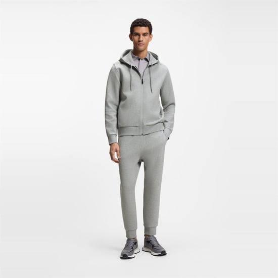 Men's Boss Saggy Full Zip Hoodie with Adjustable Drawstring Hood in Silver - Image 5