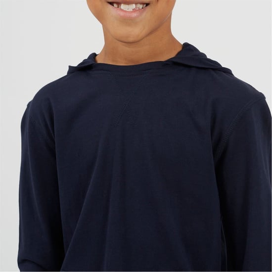 Boys Brave Soul Long Sleeve Hoodie With Set In Sleeve in Rich Navy - Image 3