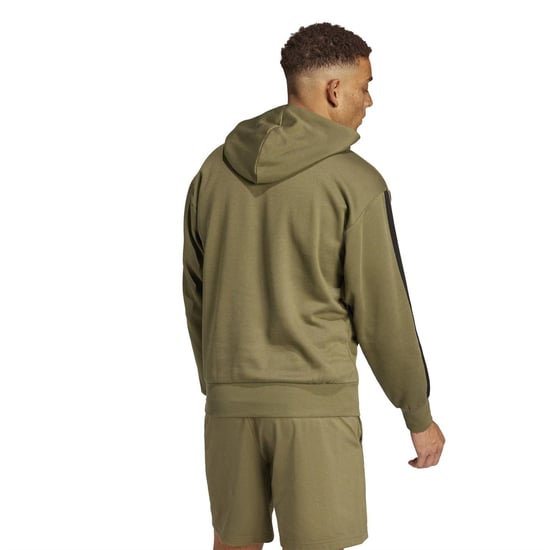 Men's adidas Fleece 3 Stripes Hoodie in Olive Strata - Image 3