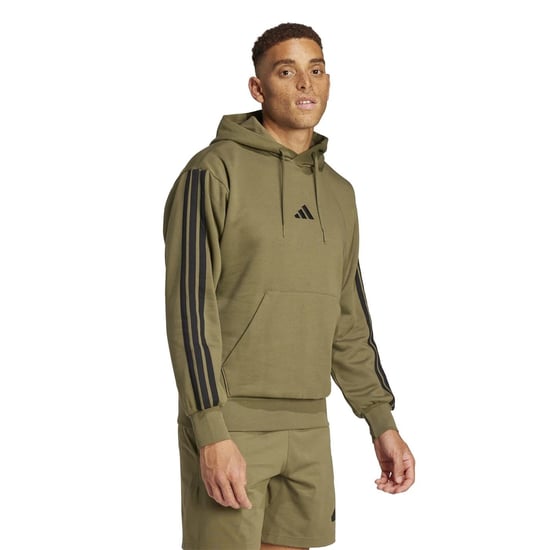 Men's adidas Fleece 3 Stripes Hoodie in Olive Strata - Image 4