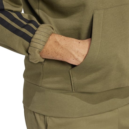 Men's adidas Fleece 3 Stripes Hoodie in Olive Strata - Image 6
