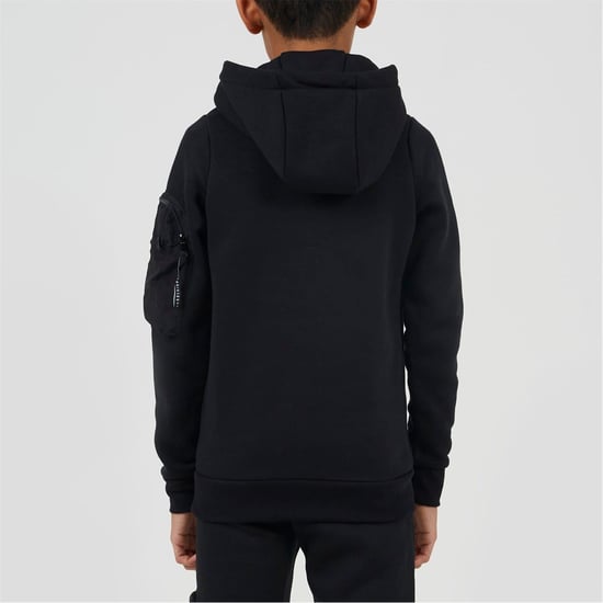 Boys Brave Soul Hooded Neck Long Sleeve Sweatshirt in Black - Image 2