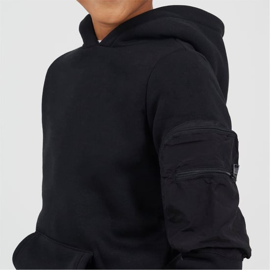 Boys Brave Soul Hooded Neck Long Sleeve Sweatshirt in Black - Image 3