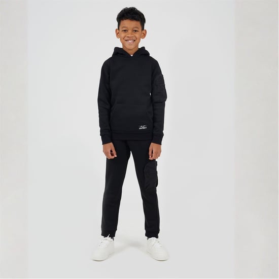 Boys Brave Soul Hooded Neck Long Sleeve Sweatshirt in Black - Image 4