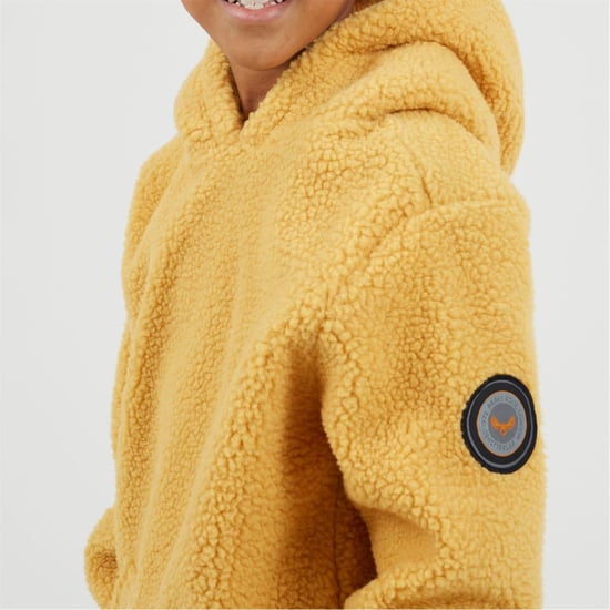 Boys Brave Soul Kangaroo Pocket Hooded Long Sleeve Sweatshirt in Deep Mustard - Image 3
