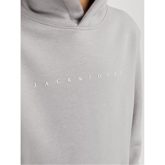 Boys Jack and Jones Star Lettering Hooded Neck Sweatshirt in Ultimate Grey - Image 3