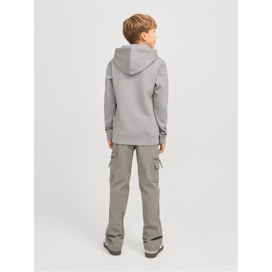 Boys Jack and Jones Star Lettering Hooded Neck Sweatshirt in Ultimate Grey - Image 5