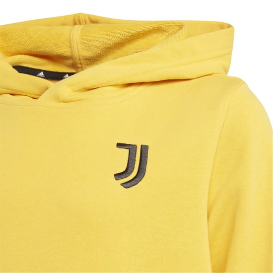 Boys adidas Juve Kids Embroidered Hooded Long Sleeve Sweatshirt in Bold Gold - Image 3