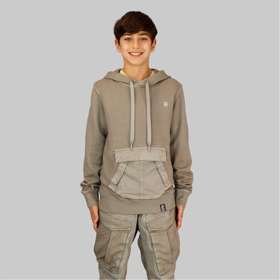 Boys G Star Junior Hooded Regular Fit Sweatshirt in Elephant - Image 1