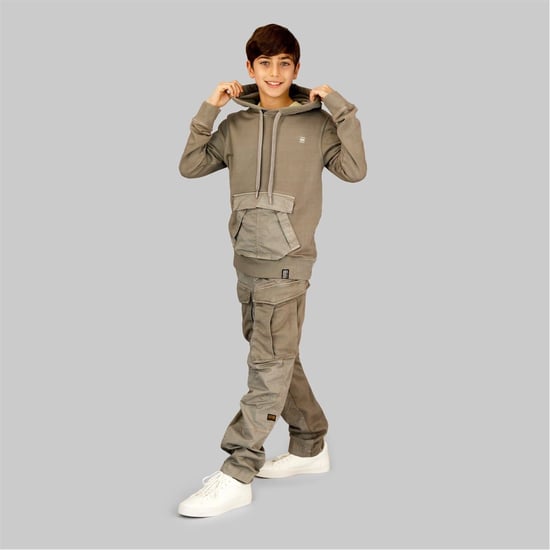 Boys G Star Junior Hooded Regular Fit Sweatshirt in Elephant - Image 3