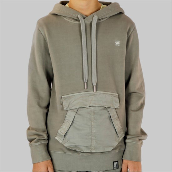 Boys G Star Junior Hooded Regular Fit Sweatshirt in Elephant - Image 5