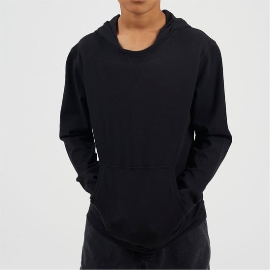Boys Brave Soul Long Sleeve Hoodie With Set In Sleeve in Jet Black - Image 1