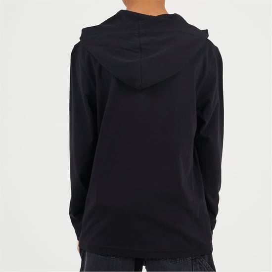 Boys Brave Soul Long Sleeve Hoodie With Set In Sleeve in Jet Black - Image 2
