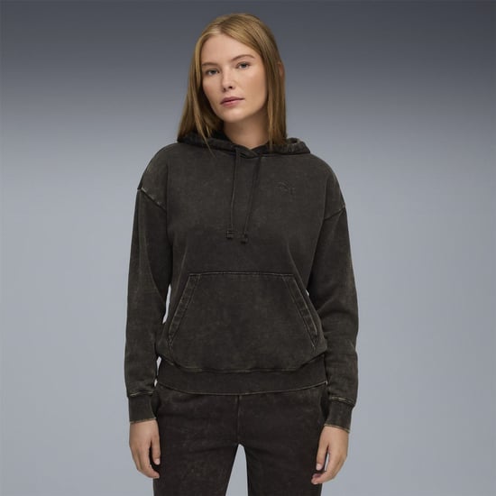 Men's Puma Elevated Relaxed Wash Overhead Hoodie in Black - Image 3