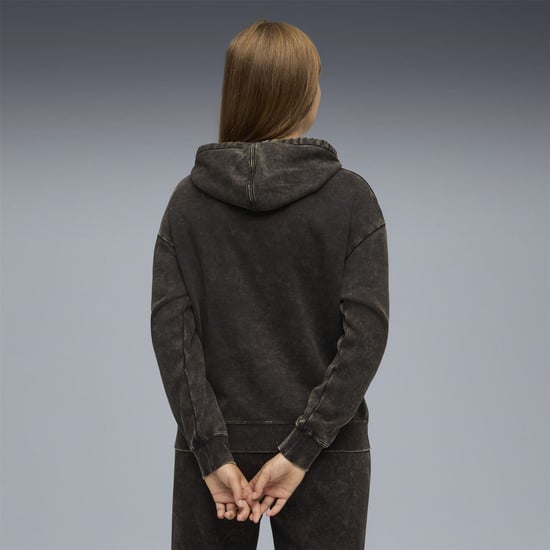 Men's Puma Elevated Relaxed Wash Overhead Hoodie in Black - Image 4