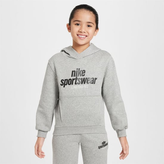 Boys Nike K NSW Clb FLC H in Dk Grey Heather - Image 1