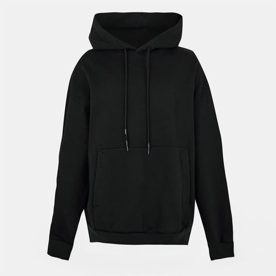 Men's Off White Hooded Neck Long Sleeve Sweatshirt in Black - Image 1