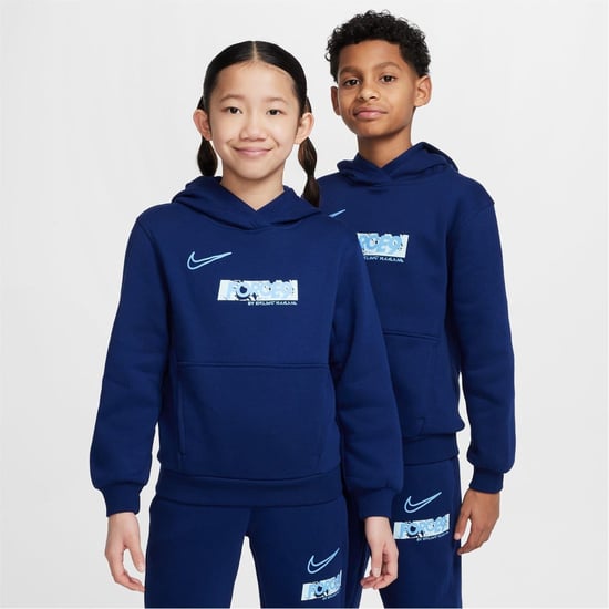Boys Nike Haaland Hooded Regular Fit Sweatshirt in Navy/Orange - Image 1