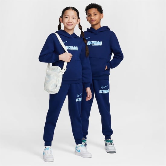 Boys Nike Haaland Hooded Regular Fit Sweatshirt in Navy/Orange - Image 4