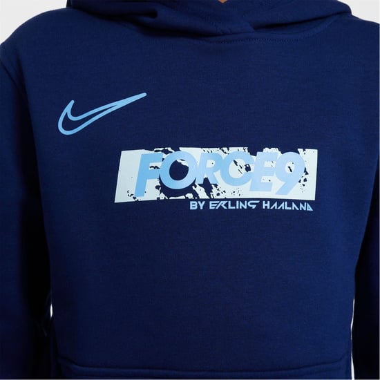 Boys Nike Haaland Hooded Regular Fit Sweatshirt in Navy/Orange - Image 5