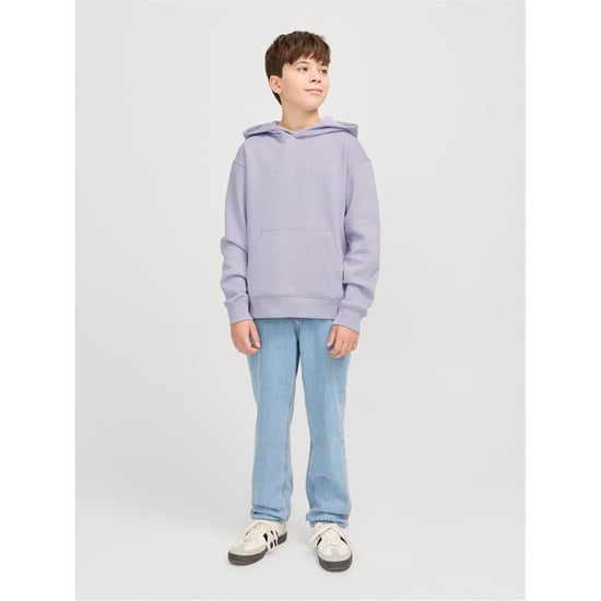 Boys Jack and Jones Star Lettering Hooded Neck Sweatshirt in Lavender - Image 5