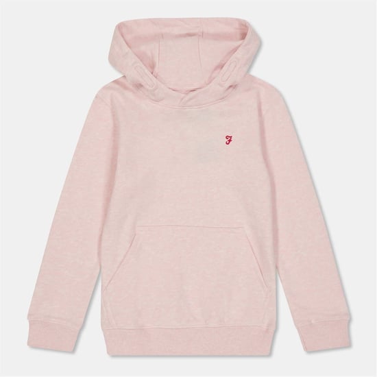 Boys Farah Powell Hooded Neck Long Sleeve Embroidered Sweatshirt in Pink - Image 1