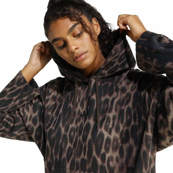Women's adidas W Aop Ft Hoody in Multicolor/Eart - Image 4