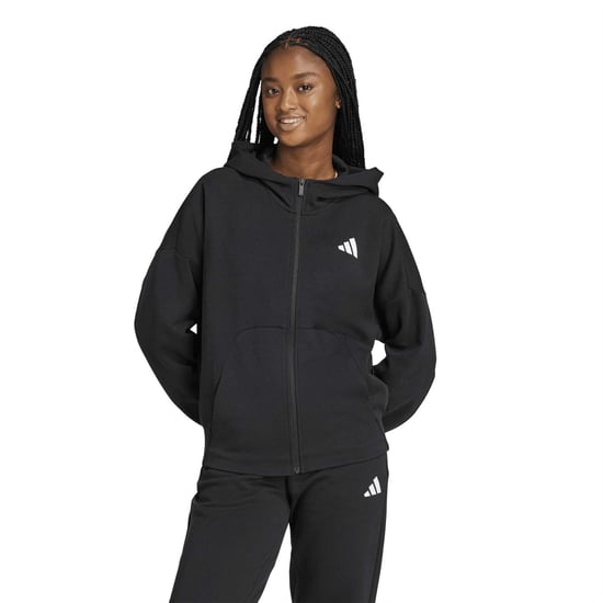 Women's adidas W Fi Sl FulL-Zipullover Hoody in Black - Image 2