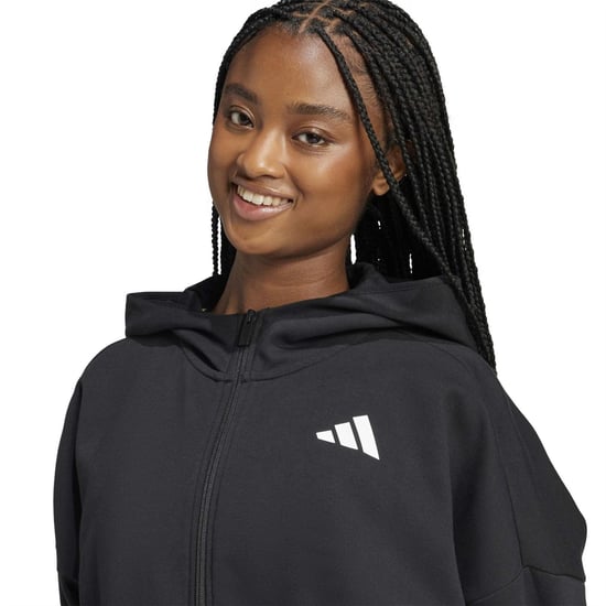 Women's adidas W Fi Sl FulL-Zipullover Hoody in Black - Image 5