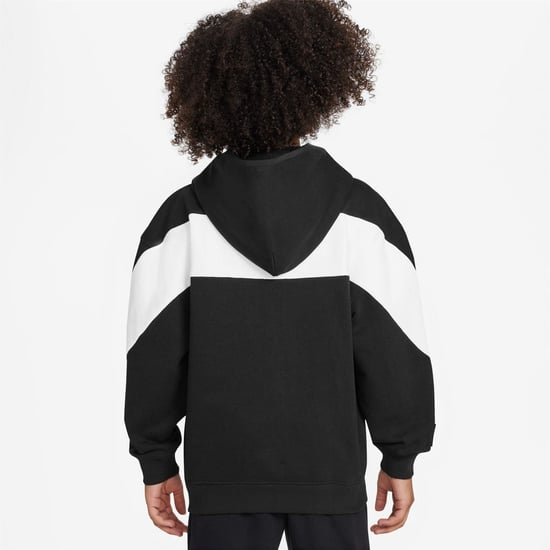 Boys Nike AIR FLEECE HOODIE in Black/White - Image 4