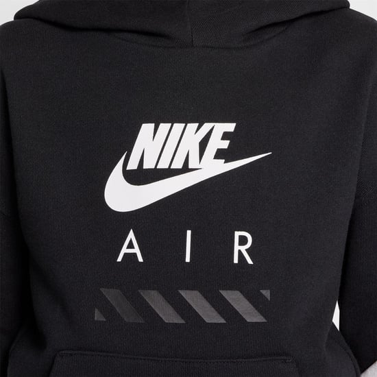 Boys Nike AIR FLEECE HOODIE in Black/White - Image 6