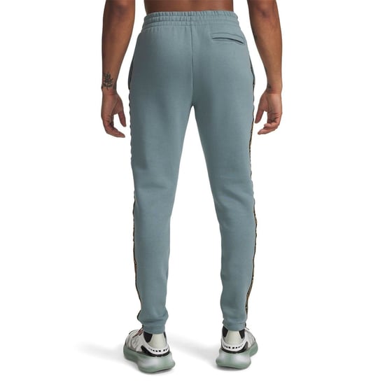 Men's Under Armour Icon Taping Closed Hem Fleece Joggers in Jasper Blue - Image 2