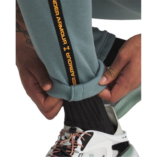 Men's Under Armour Icon Taping Closed Hem Fleece Joggers in Jasper Blue - Image 3