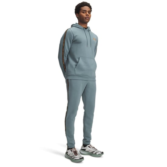Men's Under Armour Icon Taping Closed Hem Fleece Joggers in Jasper Blue - Image 4