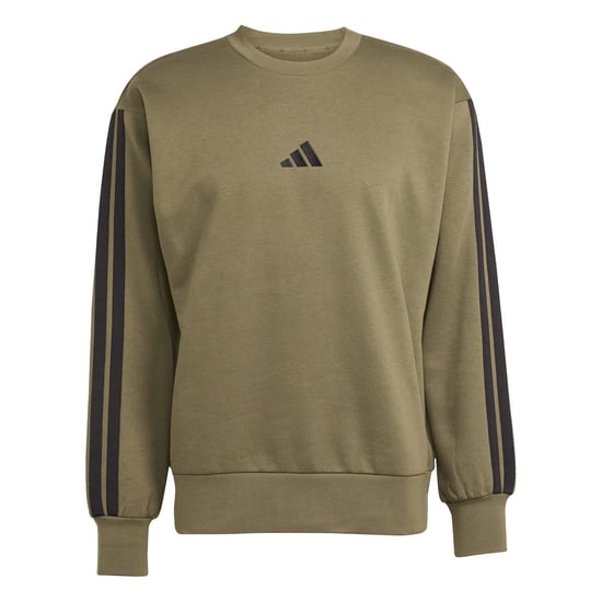 Men's adidas Essentials 3 Stripes Fleece Sweatshirt in Olive Strata - Image 1