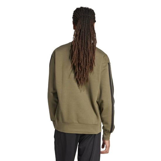 Men's adidas Essentials 3 Stripes Fleece Sweatshirt in Olive Strata - Image 3