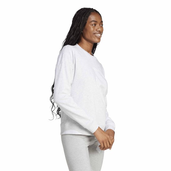 Women's adidas W Lin Ft Swt in Light Grey He - Image 6