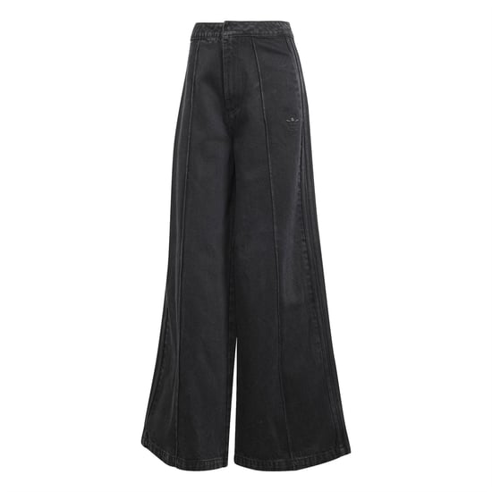 Women's adidas Wide Fit Wide Leg Solid Joggers in Black - Image 1