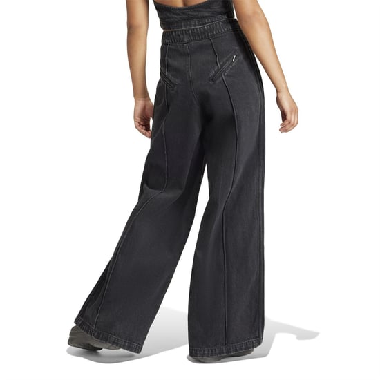 Women's adidas Wide Fit Wide Leg Solid Joggers in Black - Image 3