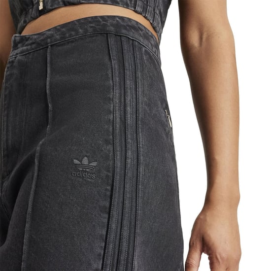 Women's adidas Wide Fit Wide Leg Solid Joggers in Black - Image 6