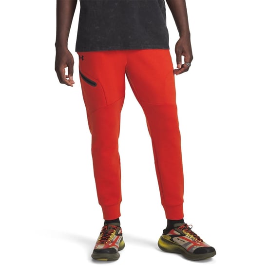 Men's Under Armour Unstoppable Fleece Joggers with Zipped Pocket in Surplus Orange - Image 1