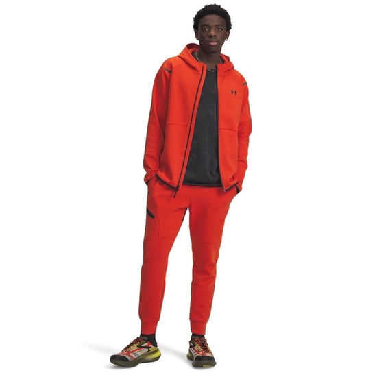 Men's Under Armour Unstoppable Fleece Joggers with Zipped Pocket in Surplus Orange - Image 4