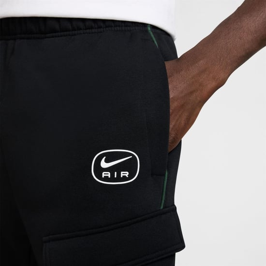 Men's Nike NSW SW AIR CARGO PANT FLC BB in Black/Fir - Image 4